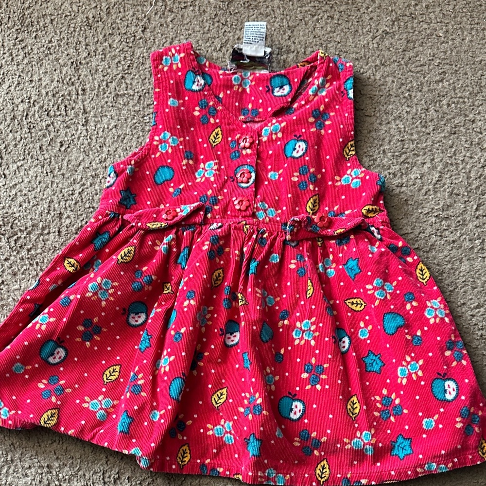 No kidding brand Floral Red Kids Corduroy Dress